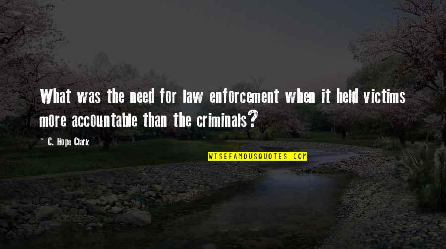 Calm In A Crisis Quotes By C. Hope Clark: What was the need for law enforcement when