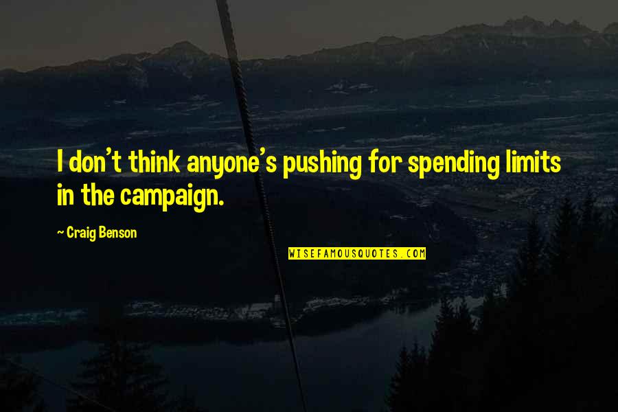 Campaign Spending Quotes By Craig Benson: I don't think anyone's pushing for spending limits