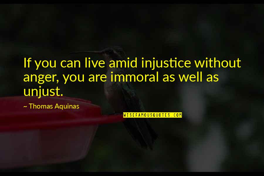 Can Live Without You Quotes By Thomas Aquinas: If you can live amid injustice without anger,