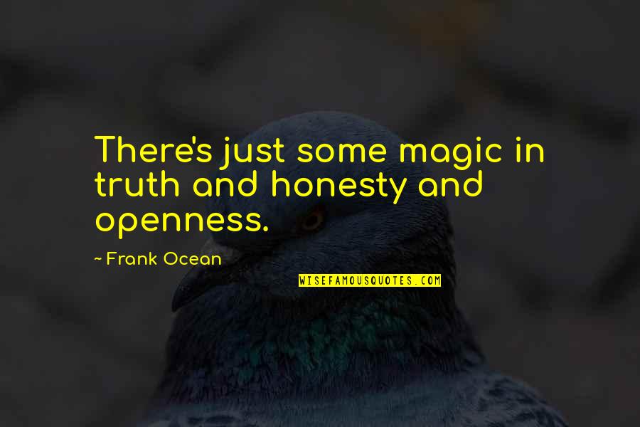 Cancer Fight Quotes By Frank Ocean: There's just some magic in truth and honesty