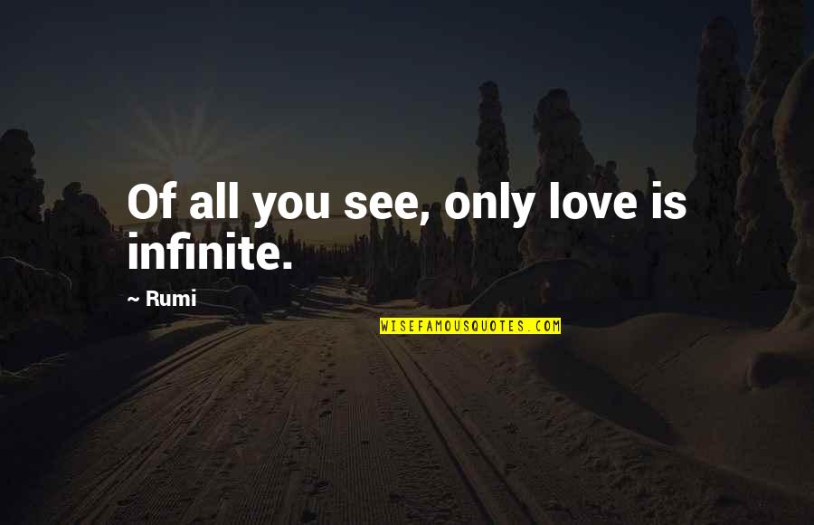 Canoley Quotes By Rumi: Of all you see, only love is infinite.