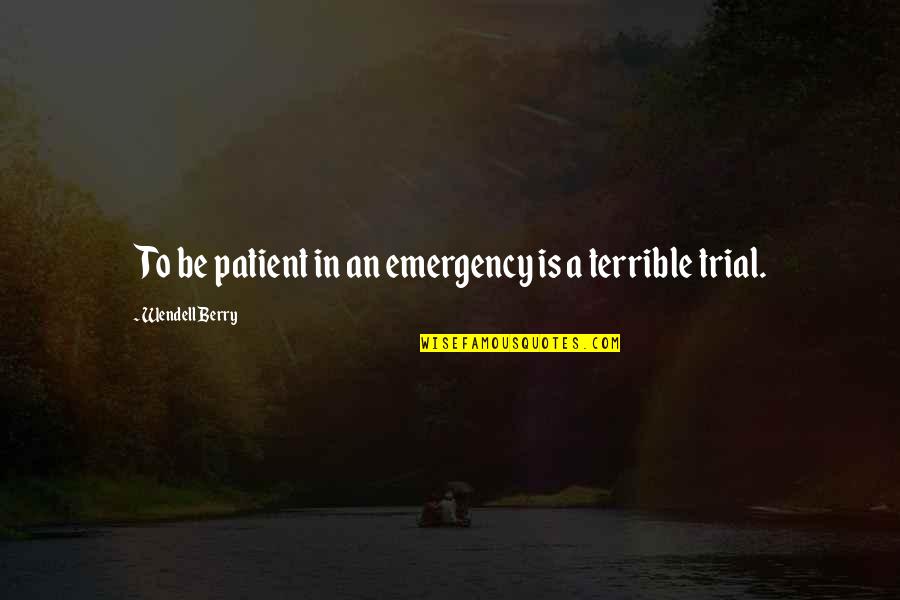 Capitol Insurrection Quotes By Wendell Berry: To be patient in an emergency is a