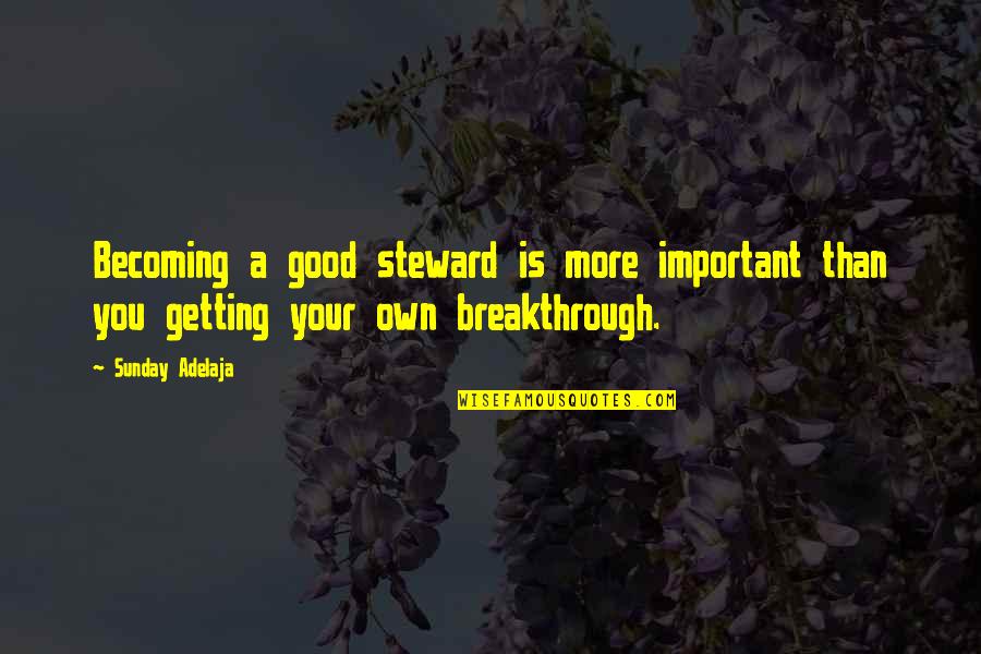 Caramba Restaurant Quotes By Sunday Adelaja: Becoming a good steward is more important than