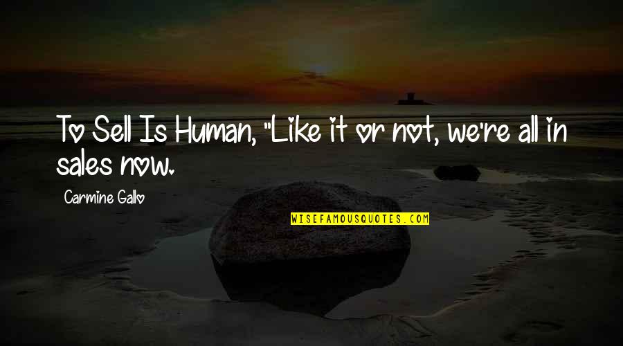 Carmine Gallo Quotes By Carmine Gallo: To Sell Is Human, "Like it or not,