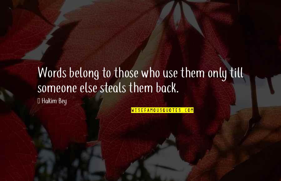 Carolean Quotes By Hakim Bey: Words belong to those who use them only