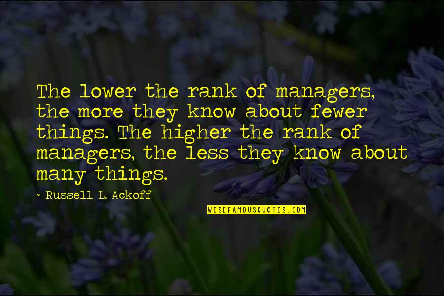 Carpenal Quotes By Russell L. Ackoff: The lower the rank of managers, the more