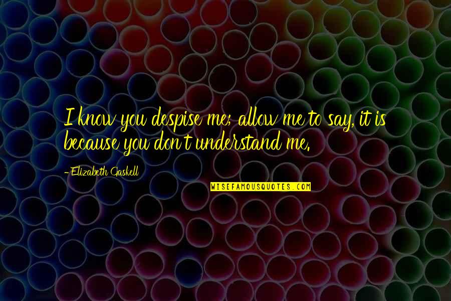 Casteism Ppt Quotes By Elizabeth Gaskell: I know you despise me; allow me to