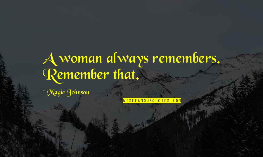 Caterer Related Quotes By Magic Johnson: A woman always remembers. Remember that.