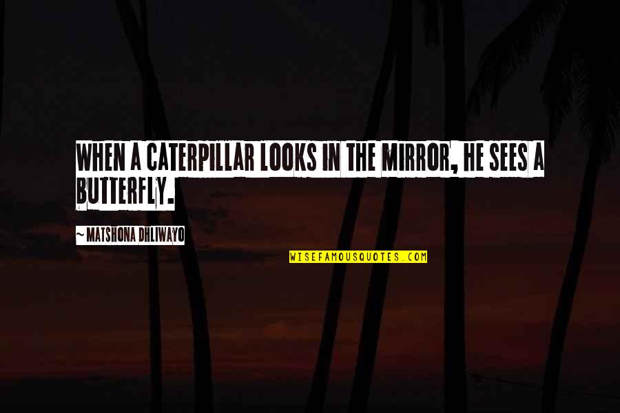 Caterpillar Into Butterfly Quotes By Matshona Dhliwayo: When a caterpillar looks in the mirror, he