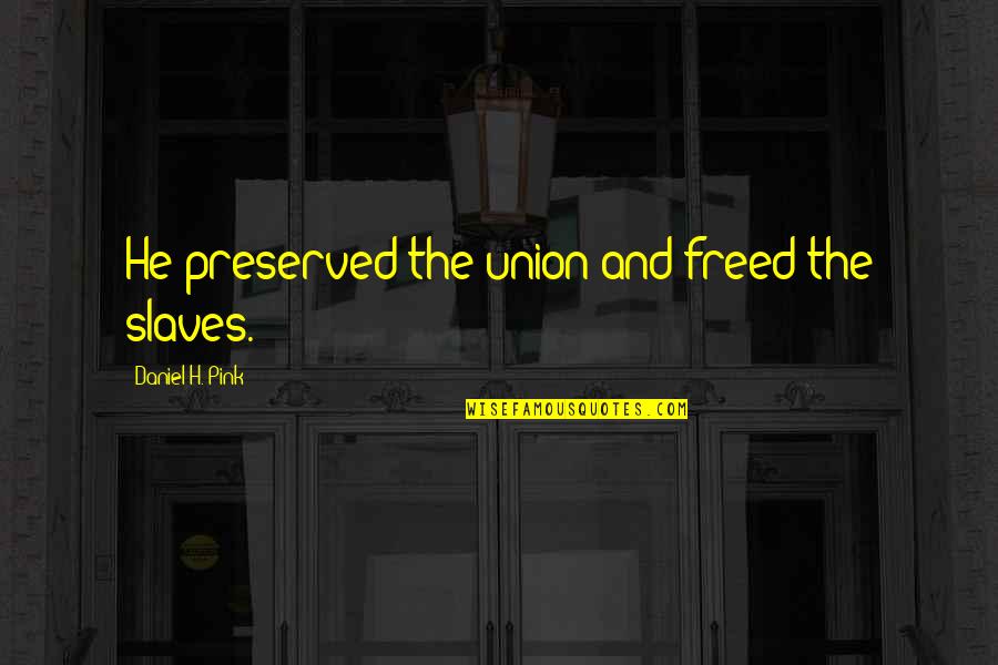 Catovia Quotes By Daniel H. Pink: He preserved the union and freed the slaves.