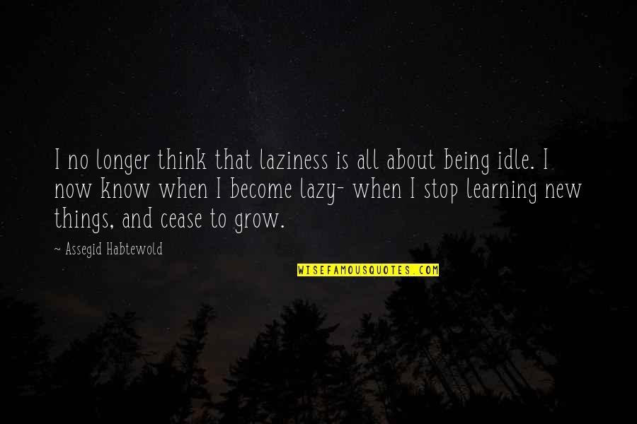 Cease Quotes By Assegid Habtewold: I no longer think that laziness is all