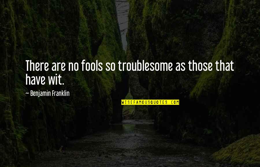 Chacune Des Quotes By Benjamin Franklin: There are no fools so troublesome as those