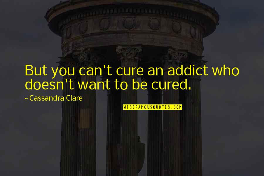 Chaichia Quotes By Cassandra Clare: But you can't cure an addict who doesn't