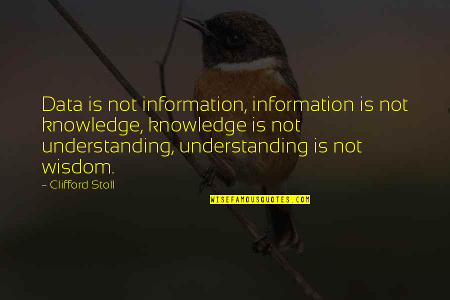 Chandan Kumar Sinha Quotes By Clifford Stoll: Data is not information, information is not knowledge,