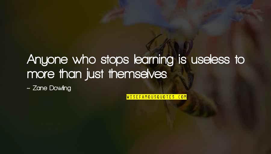 Changchien Stephanie Quotes By Zane Dowling: Anyone who stops learning is useless to more