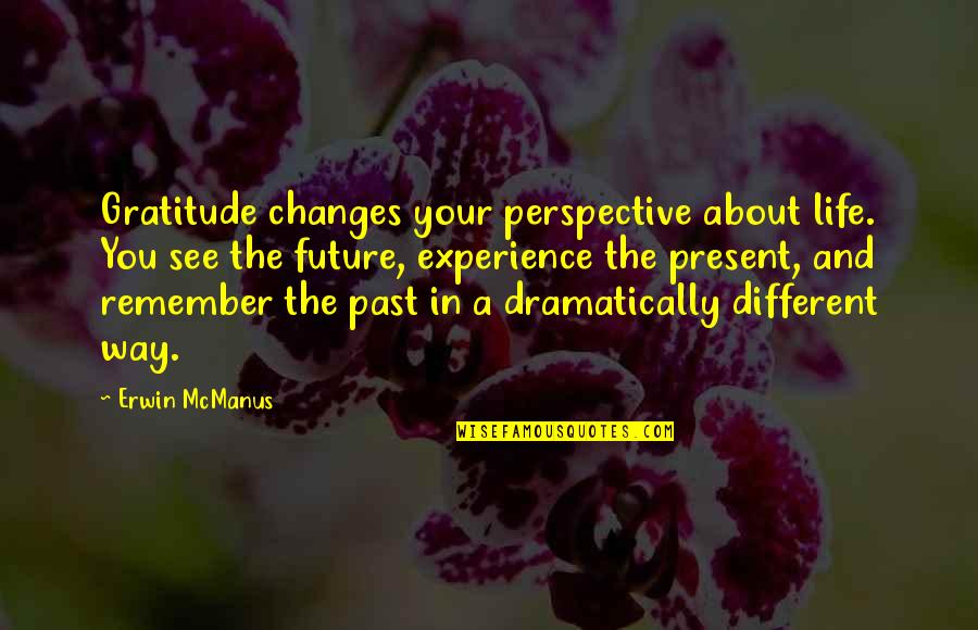 Changes In Your Life Quotes By Erwin McManus: Gratitude changes your perspective about life. You see