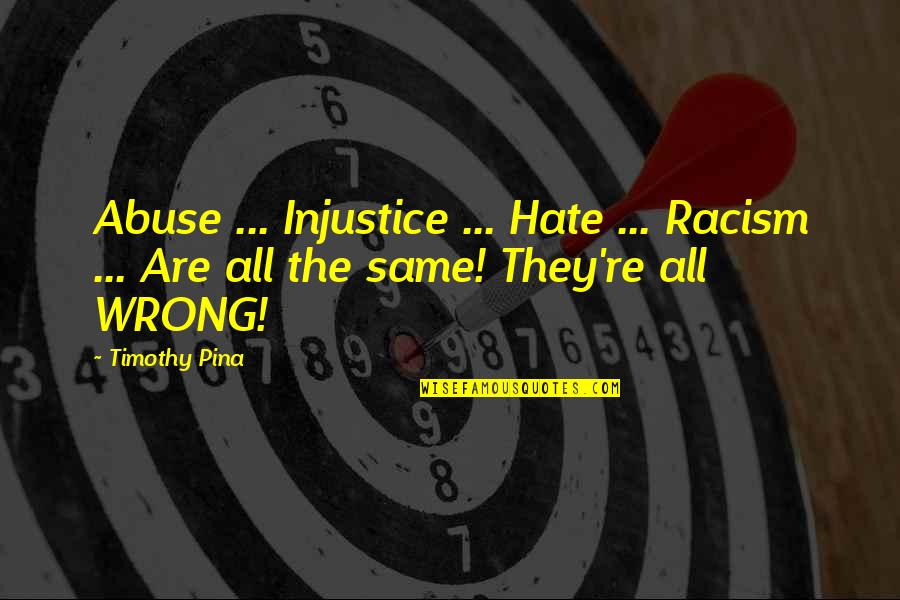 Character 2 Wing Quotes By Timothy Pina: Abuse ... Injustice ... Hate ... Racism ...