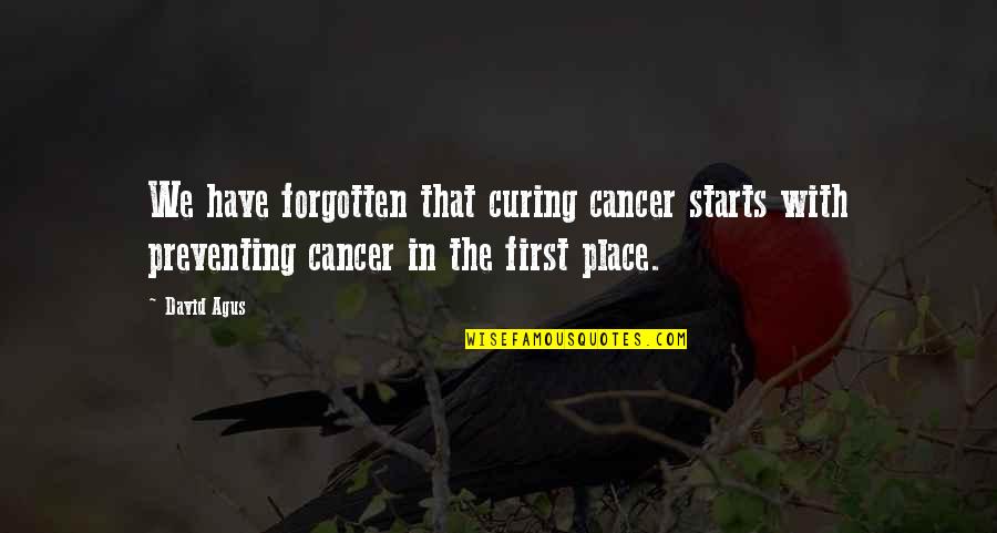 Character Assasination Quotes By David Agus: We have forgotten that curing cancer starts with