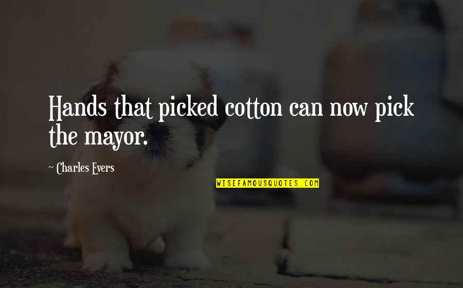 Chelston Heston Quotes By Charles Evers: Hands that picked cotton can now pick the