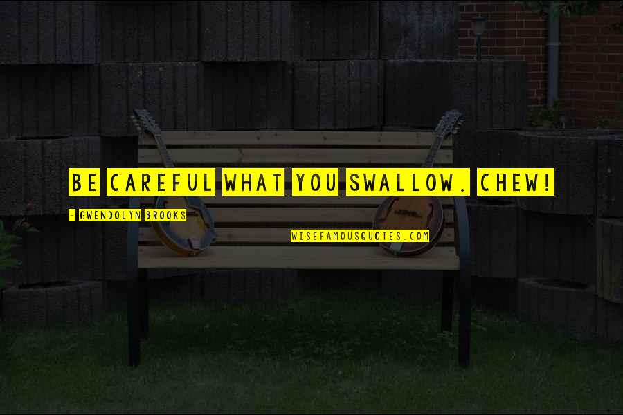 Chew'd Quotes By Gwendolyn Brooks: Be careful what you swallow. Chew!