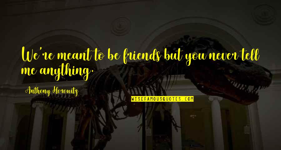 Chicklit Cz Quotes By Anthony Horowitz: We're meant to be friends but you never