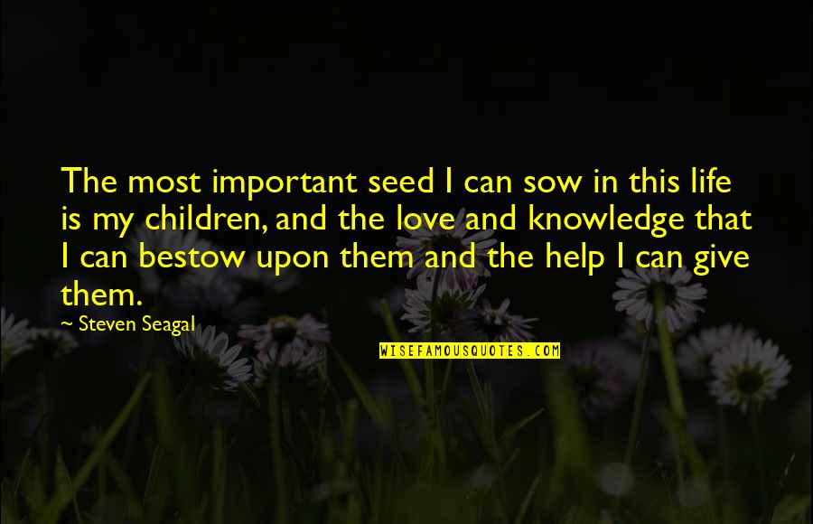 Children And Love Quotes By Steven Seagal: The most important seed I can sow in