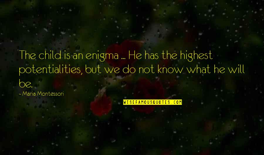 Children They Will Know Quotes By Maria Montessori: The child is an enigma ... He has