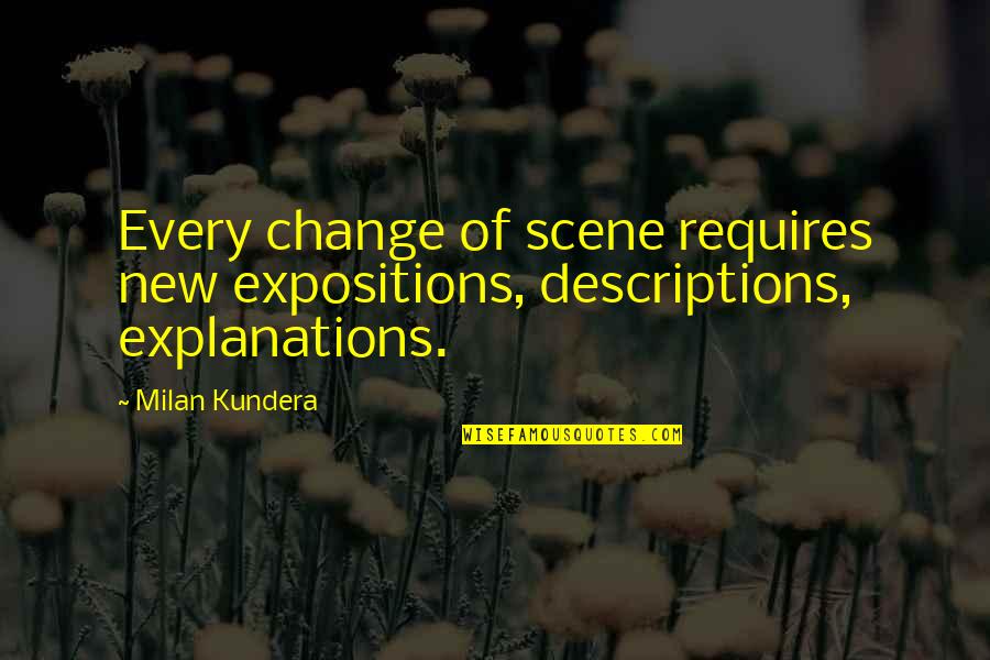 Chinwag Quotes By Milan Kundera: Every change of scene requires new expositions, descriptions,