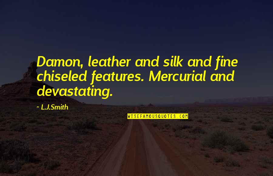 Chiseled Features Quotes By L.J.Smith: Damon, leather and silk and fine chiseled features.