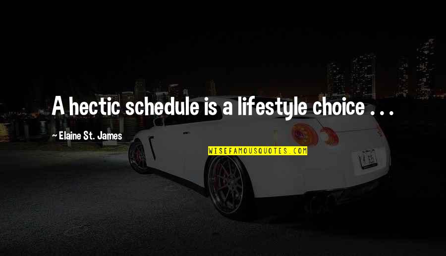 Christian Aid Quotes By Elaine St. James: A hectic schedule is a lifestyle choice .