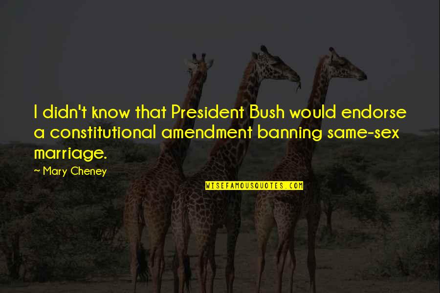 Christian Based Inspirational Quotes By Mary Cheney: I didn't know that President Bush would endorse