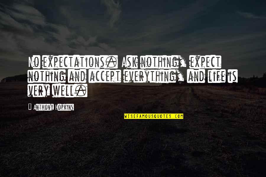 Ciondoli Pandora Quotes By Anthony Hopkins: No expectations. Ask nothing, expect nothing and accept