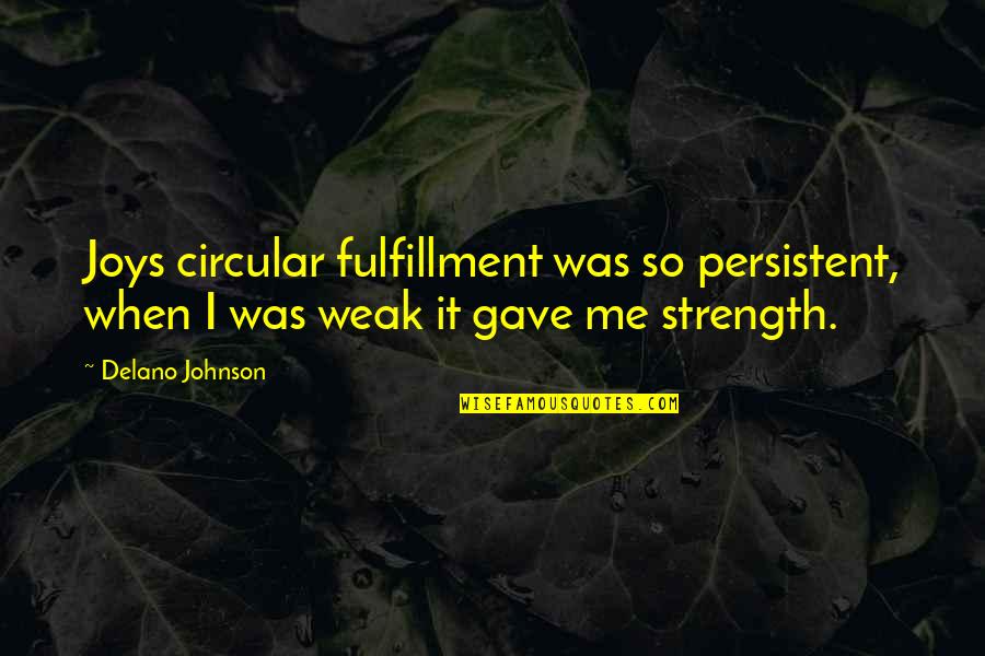 Circular Me Quotes By Delano Johnson: Joys circular fulfillment was so persistent, when I