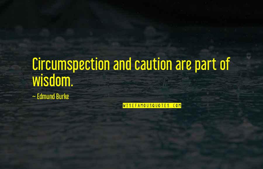 Circumspection Quotes By Edmund Burke: Circumspection and caution are part of wisdom.