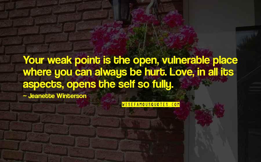 Clavadas Quotes By Jeanette Winterson: Your weak point is the open, vulnerable place