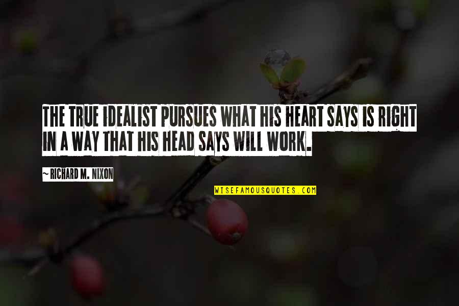 Clavados Quotes By Richard M. Nixon: The true idealist pursues what his heart says