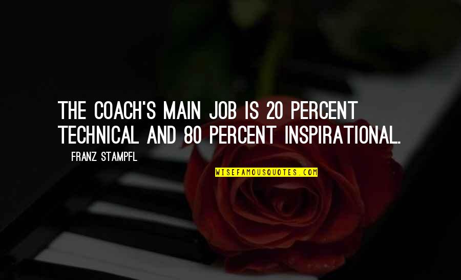 Coaches Inspirational Quotes By Franz Stampfl: The coach's main job is 20 percent technical