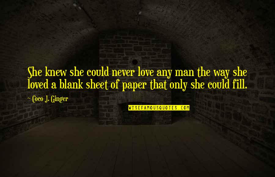 Coco Ginger Love Quotes By Coco J. Ginger: She knew she could never love any man