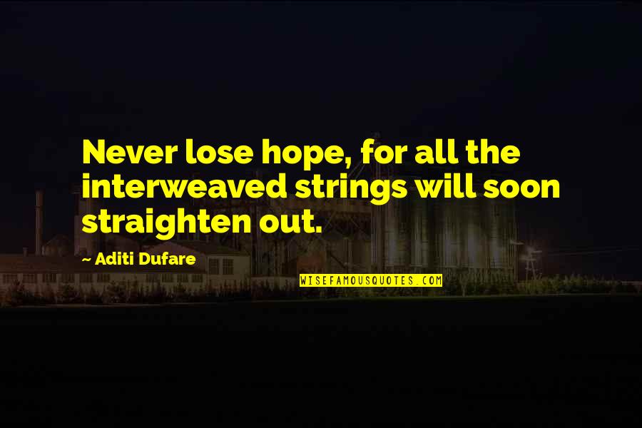 Coffee Addicts Quotes By Aditi Dufare: Never lose hope, for all the interweaved strings