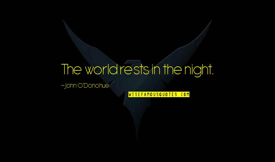 Colegios Virtuales Quotes By John O'Donohue: The world rests in the night.