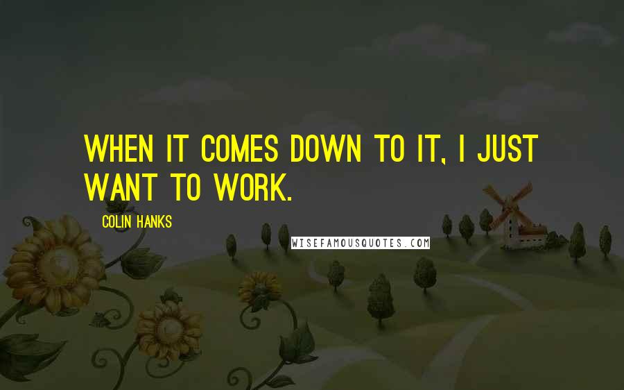 Colin Hanks quotes: When it comes down to it, I just want to work.