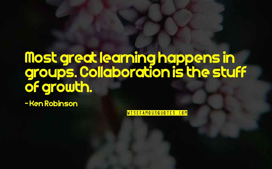 Collaboration Teamwork Quotes By Ken Robinson: Most great learning happens in groups. Collaboration is