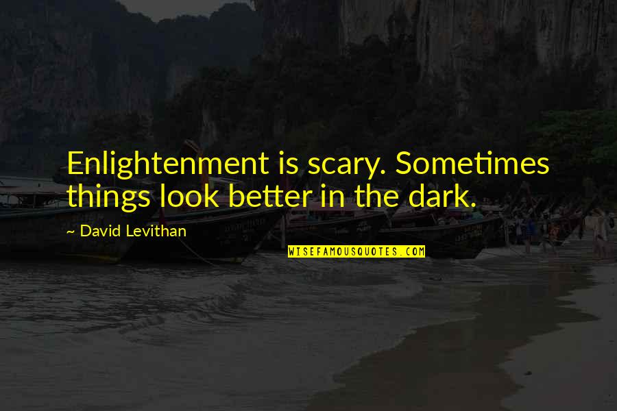 Comastri E Quotes By David Levithan: Enlightenment is scary. Sometimes things look better in