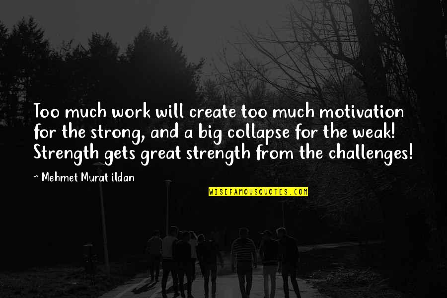 Comastri E Quotes By Mehmet Murat Ildan: Too much work will create too much motivation