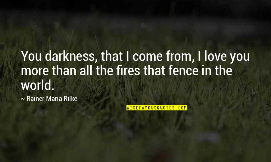 Come Out Of Darkness Quotes By Rainer Maria Rilke: You darkness, that I come from, I love