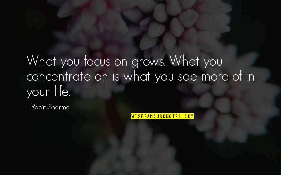 Concentrate On Your Own Life Quotes By Robin Sharma: What you focus on grows. What you concentrate