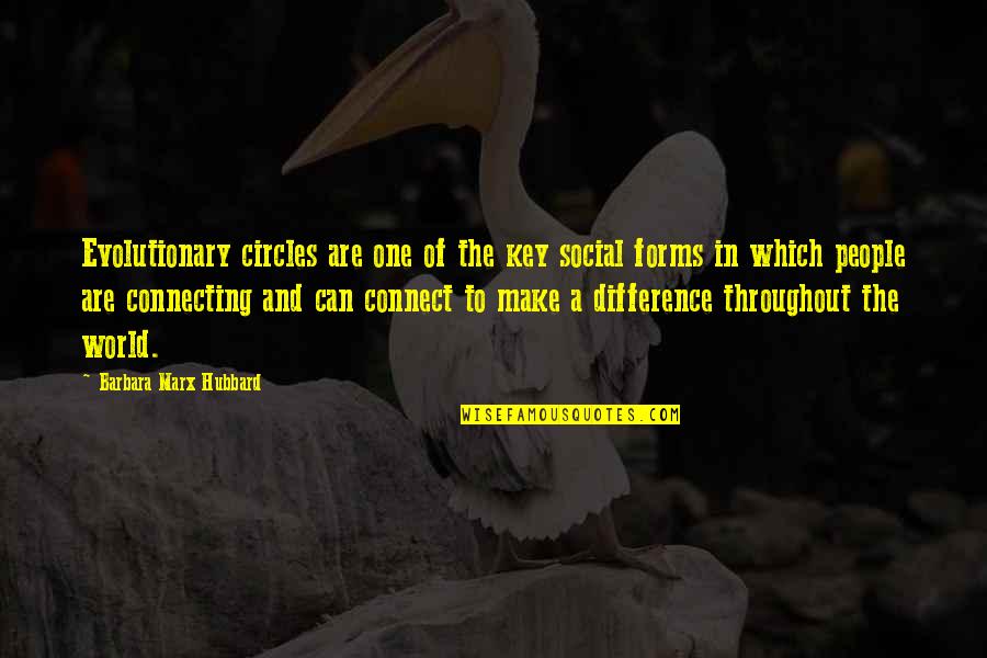 Connecting With Each Other Quotes By Barbara Marx Hubbard: Evolutionary circles are one of the key social