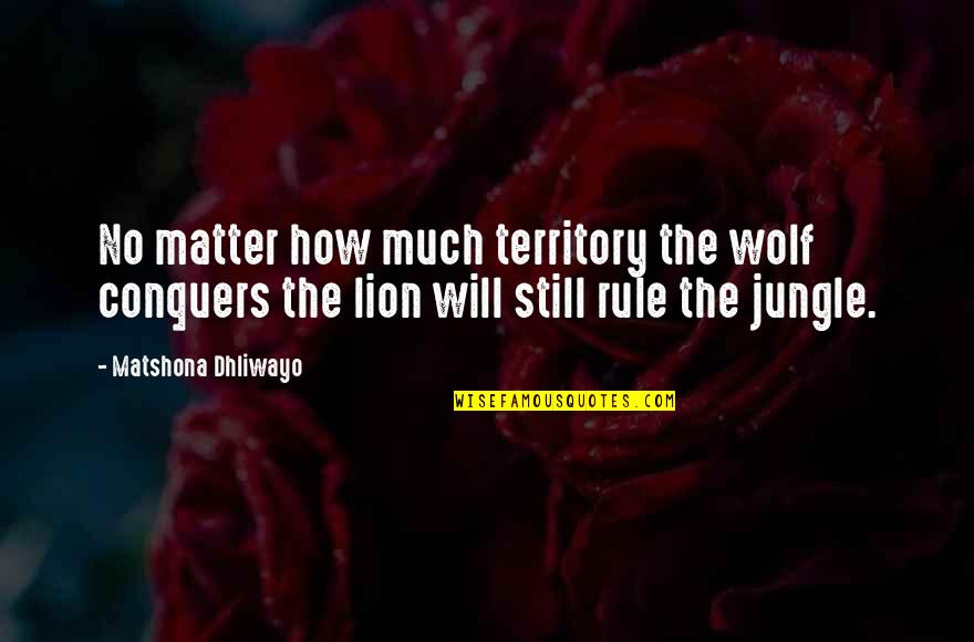 Conquers Quotes By Matshona Dhliwayo: No matter how much territory the wolf conquers