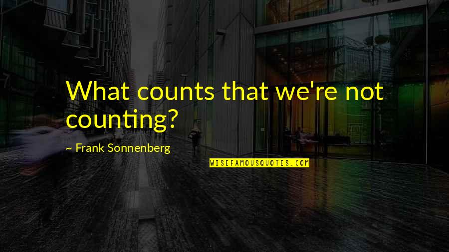 Conservis Ag Quotes By Frank Sonnenberg: What counts that we're not counting?