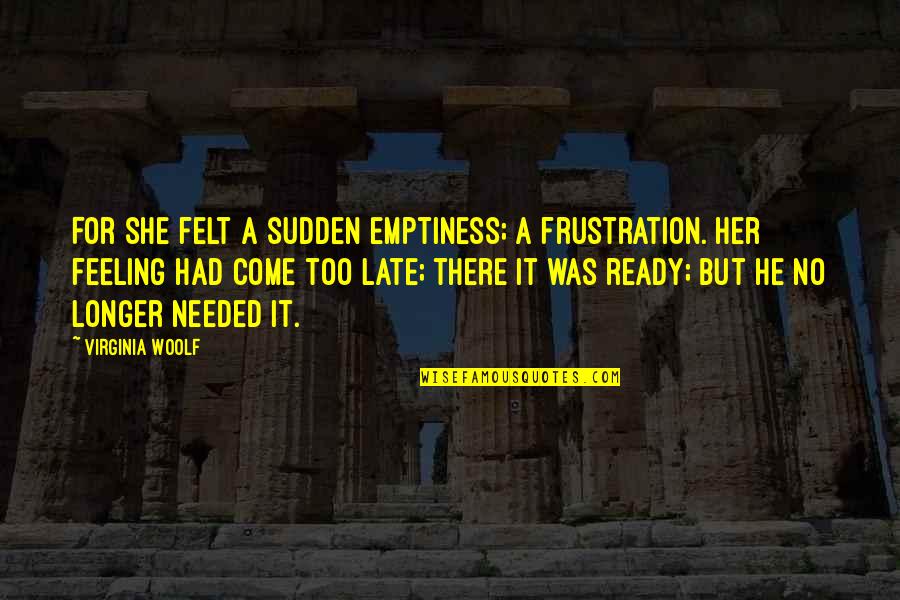 Controlling The Press Quotes By Virginia Woolf: For she felt a sudden emptiness; a frustration.